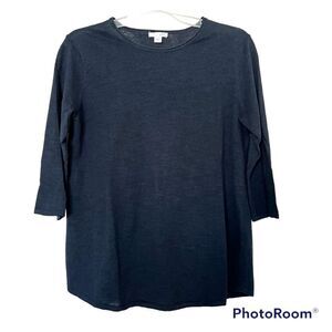 J.Jill Linen Blend Crew Neck Knit Pullover Sweater Top 3/4 Sleeve Size Small